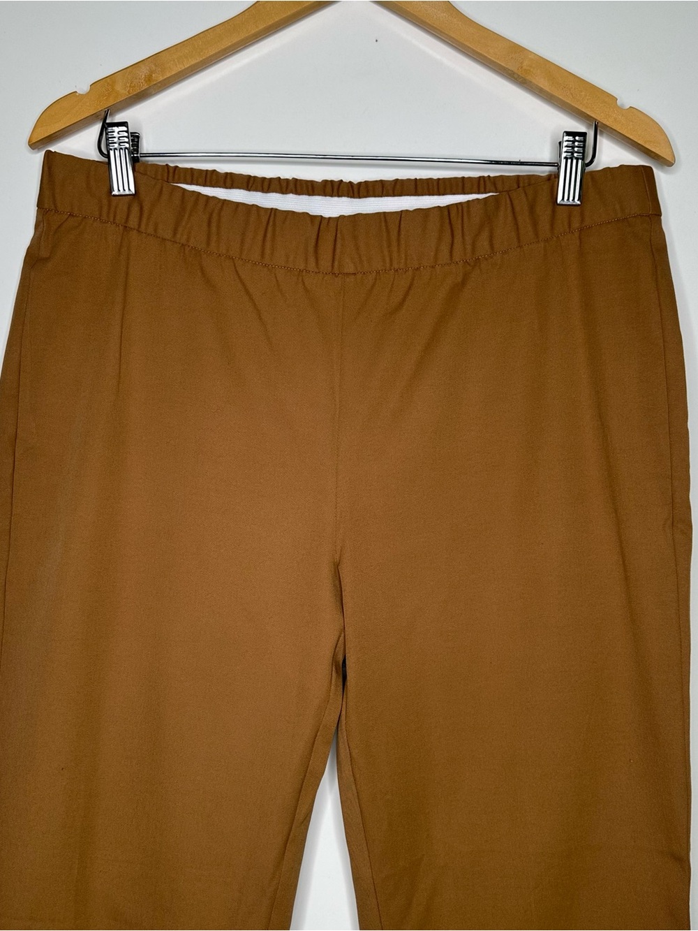 Eileen Fisher Organic Cotton Elastic Waist Pull On Crop Pants Brown Medium - Picture 3 of 8